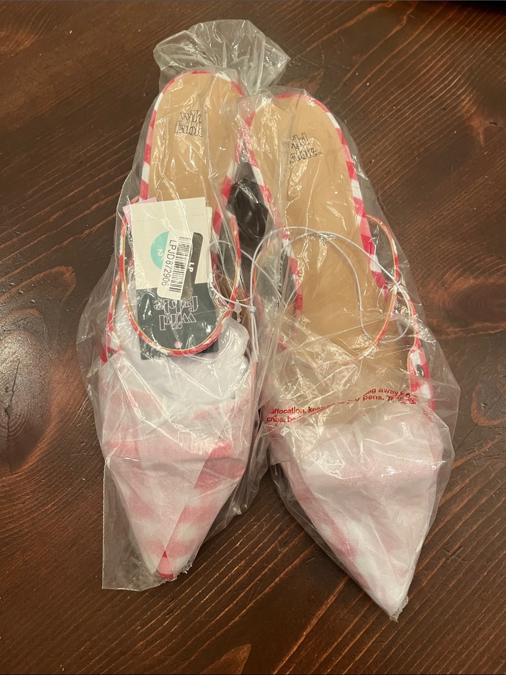 wild fable Red & White Gingham Pointed Slingback Mule with Bow - Picture 4 of 8